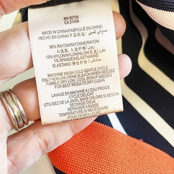 BCBG Maxazria Size XS Bandage Inya Navy Combo Stripe One Shoulder Dress - Picture 8 of 11